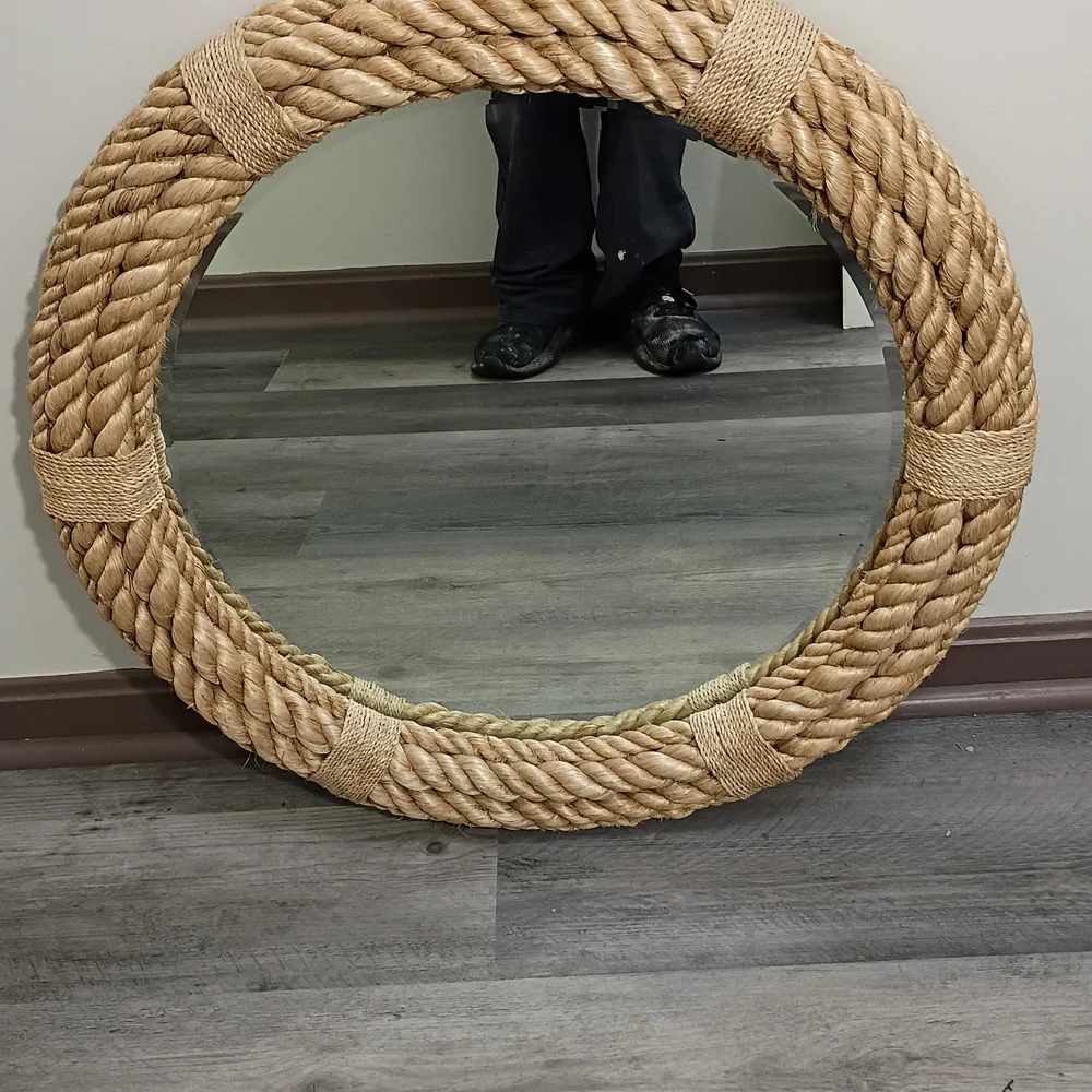 Round Mirror With Rope Around It - Picture 2 of 4